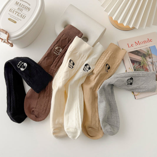 Rufia - 6 Pairs Socks Diamond Kniited with Dog Head image 2