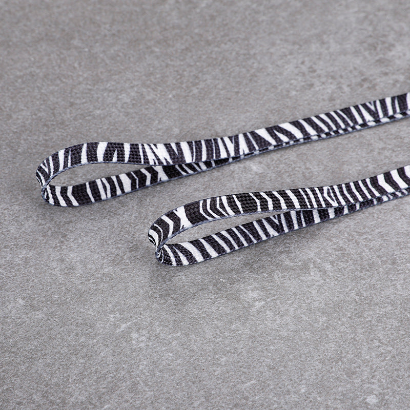 Zoo Pattern Flat Shoelace - Multi Colors Available - Zebra, 47 - product image