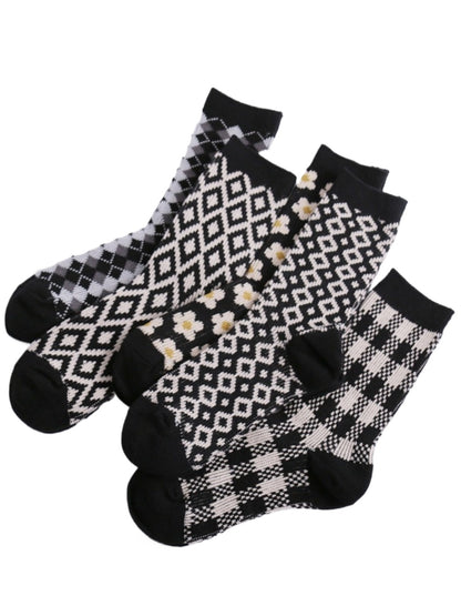 Rufia - Vintage Black-White Winter Socks