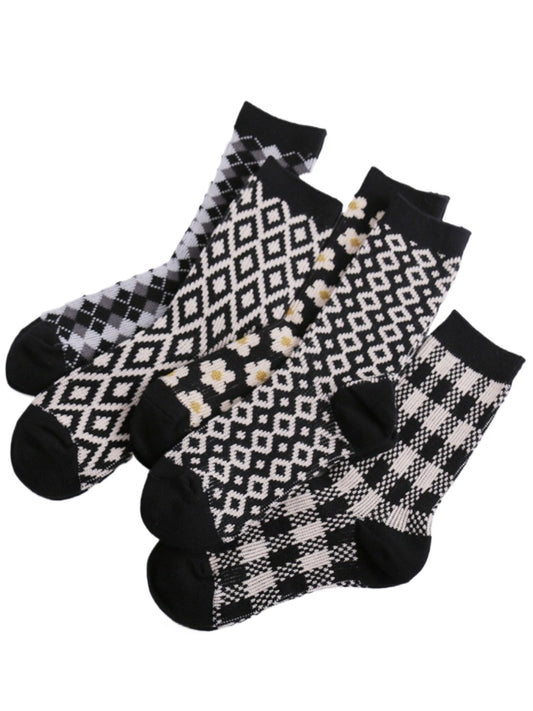 Rufia - Vintage Black-White Winter Socks