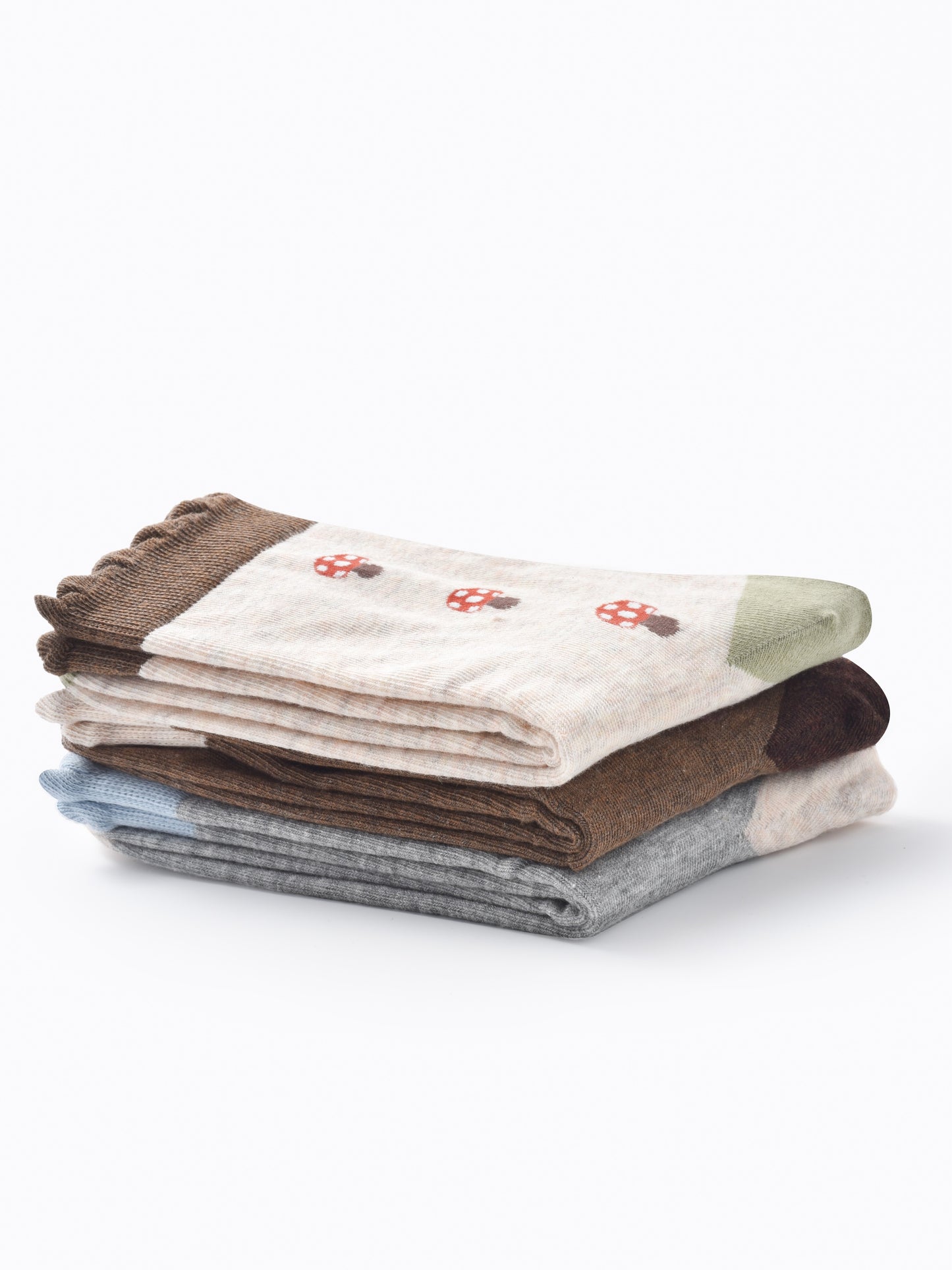 Rufia - Mushroom Print Ruffle Crew Sock