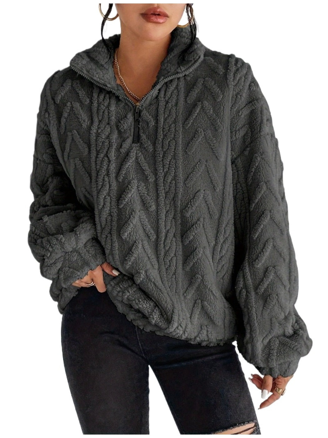 Crosa Casual Zip Pullover Sweatshirt for Women product shape