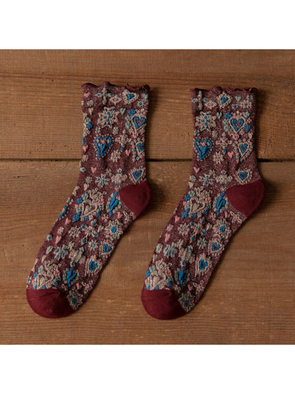 Rufia - Sweetheart Embroidered Crew Socks
