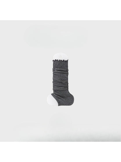 Rufia - Soft Ribbed Ruffle Trim Slouchy Leg Warmers
