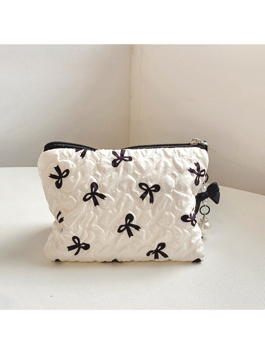 Cosbai - Bow Quilted Makeup Bag