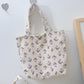 Cosbai - Corduroy Tulip Print Small Tote Bag