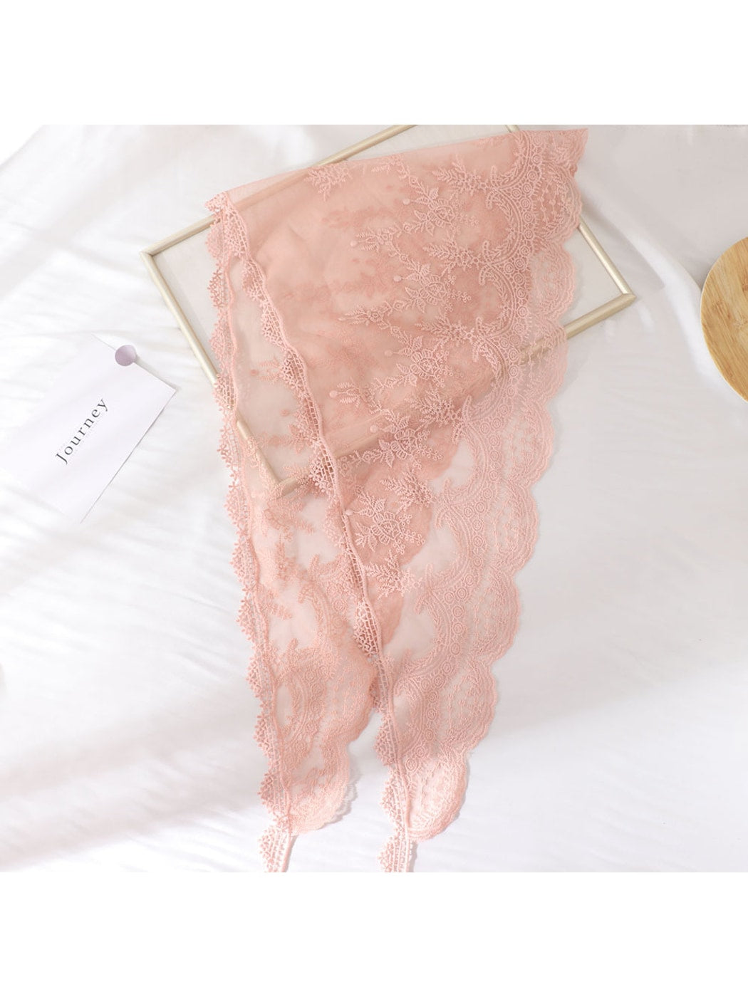 Scarvii - Floral Lace Wave Trim Triangle Bandana