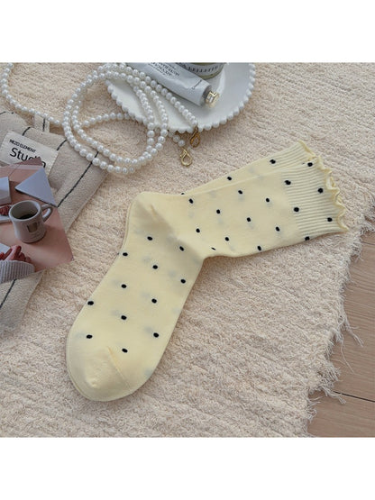 Rufia - Soft Polka Dot Ruffled Crew Socks product image 6