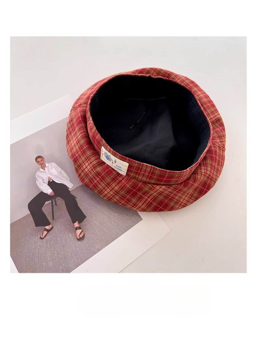 Haila - Plaid Patch Casual Beret Hat