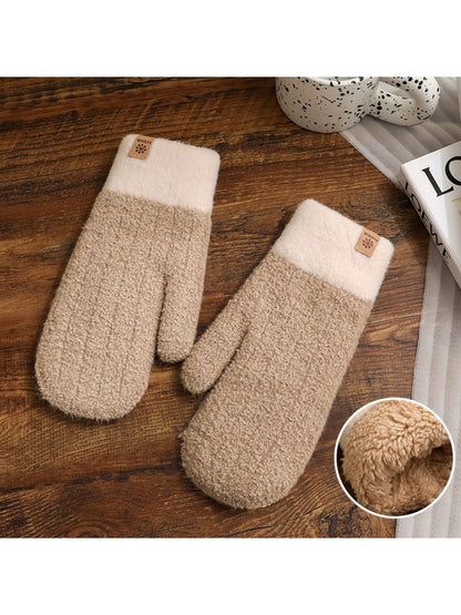 Gloving - Women's Winter Solid Color Plush Mittens