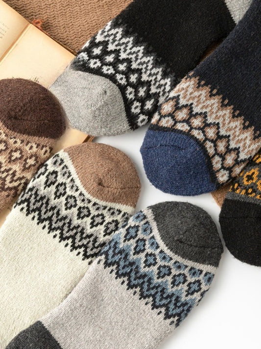 Rufia - Classic Men’s Retro Thick Winter Socks - 5 Pairs/Pack