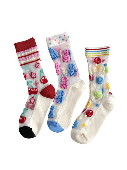 Rufia - Retro Cute Thin Mid-Calf Socks - Sweet & Breezy