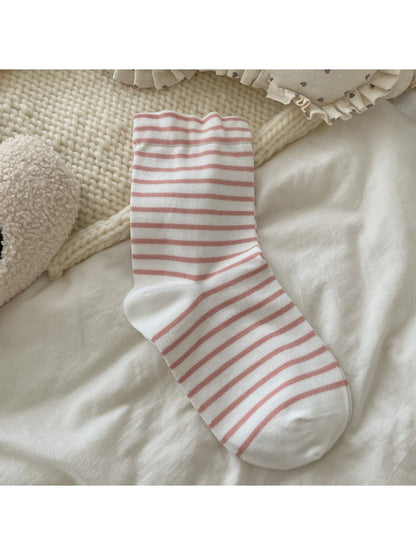Rufia - Simple Style Striped Loose Fit Crew Socks