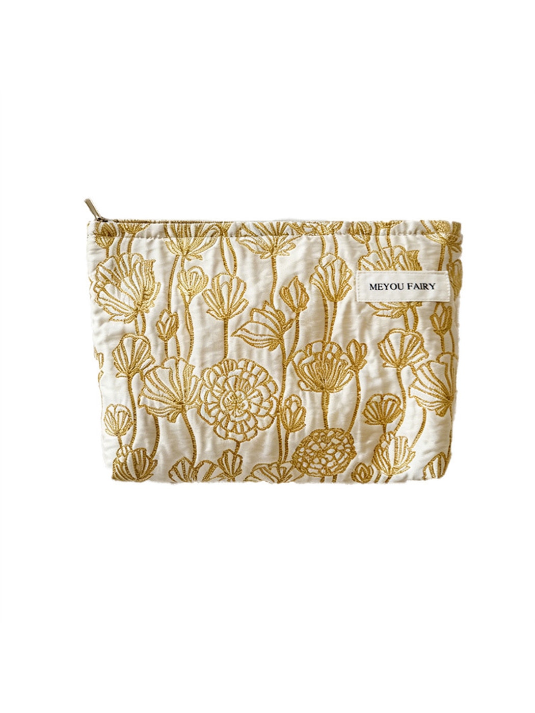 Cosbai - Antique Style Floral Zip Pouch Bag