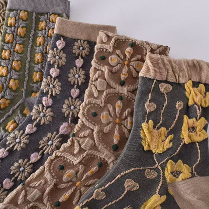 Rufia - Floral Knit Socks - Vintage & Stretchy