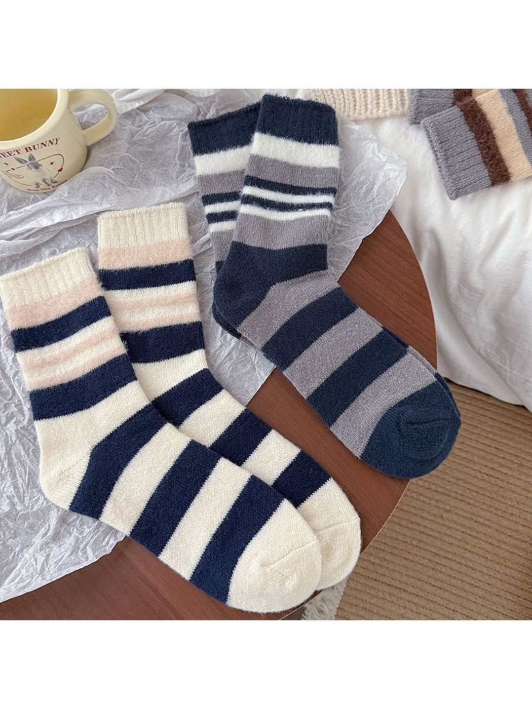 Rufia - Soft Stripe Knit Crew Socks