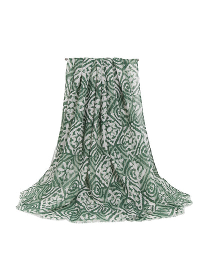 Scarvii - Diamond Scroll Floral Print Scarf