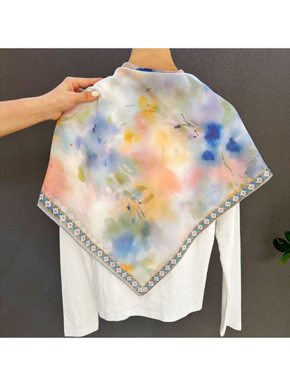 Scarvii - Gradient Watercolor Printed Square Scarf