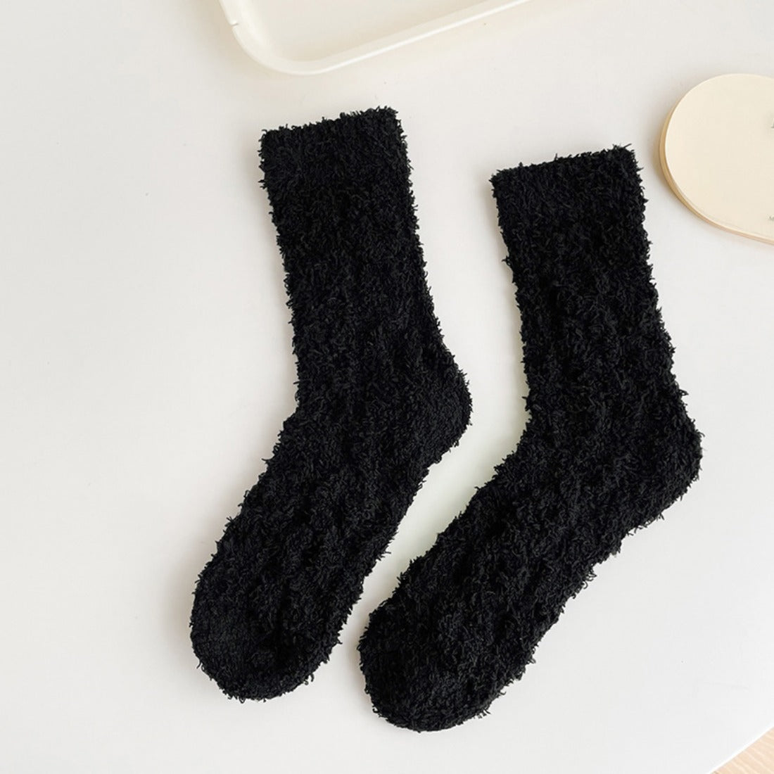 Rufia - Solid Color Soft Coral Fleece Socks