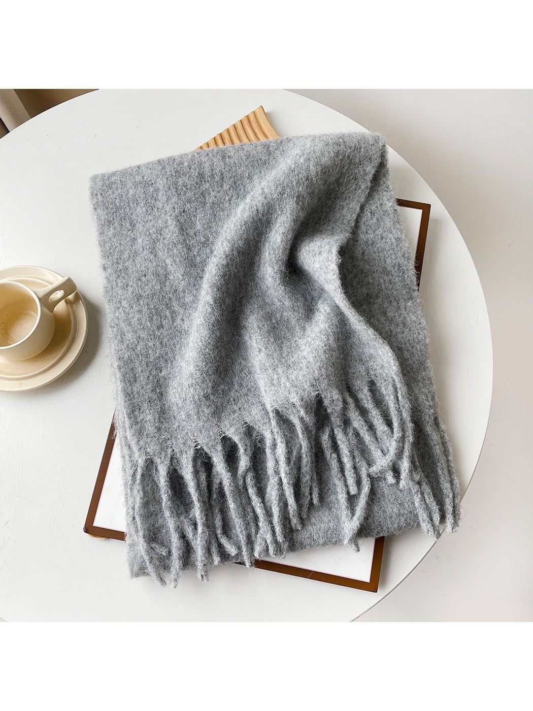 Scarvii - Brushed Solid Color Fringe Scarf