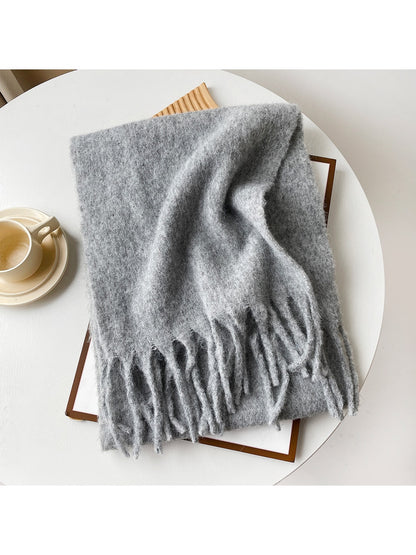 Scarvii - Brushed Solid Color Fringe Scarf
