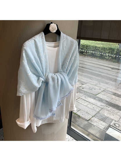 Scarvii - Outline Floral Long Layering Wrap Scarf
