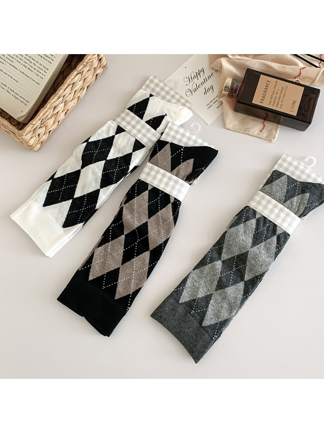 Rufia - Knee-High Socks with Diamond Patterns