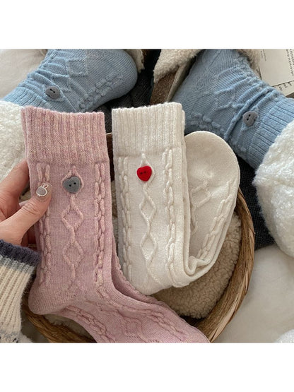 Rufia - Retro Sweetheart Button Detail Crew Socks
