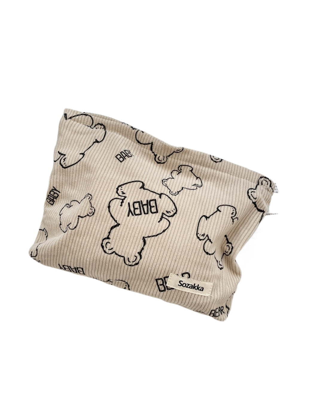 Cosbai - Teddy Bear Corduroy Cosmetic Bag