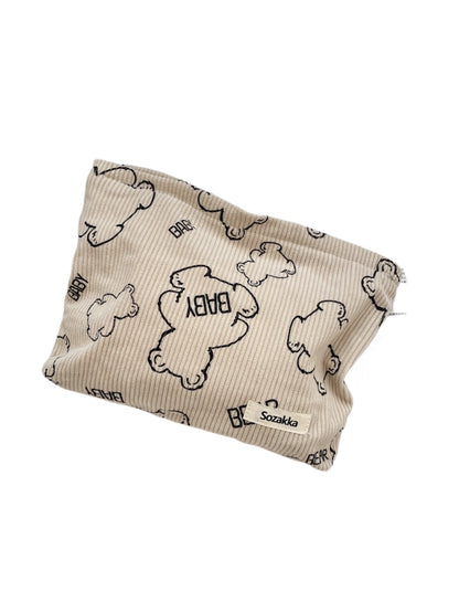 Cosbai - Teddy Bear Corduroy Cosmetic Bag