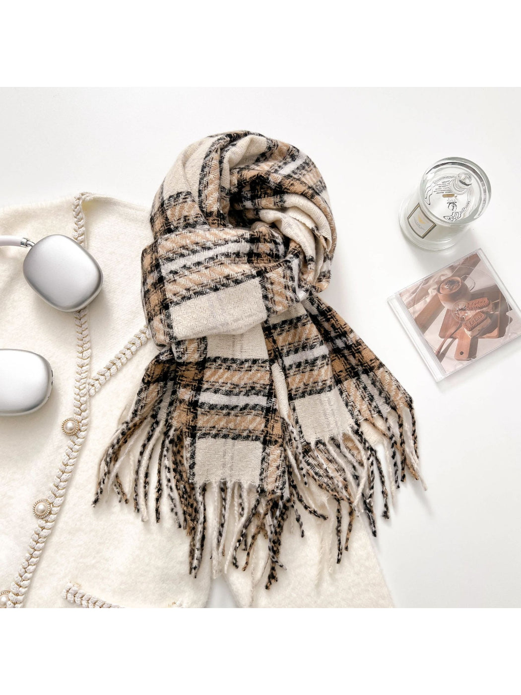 Scarvii - Classic Plaid Fringe Warm Scarf