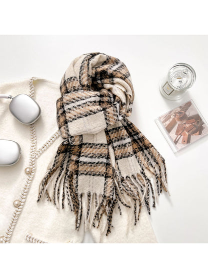 Scarvii - Classic Plaid Fringe Warm Scarf