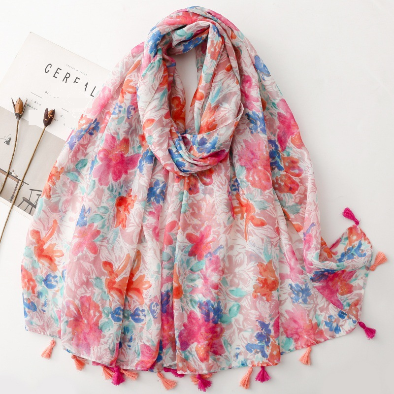 Floral scarf styled drape view