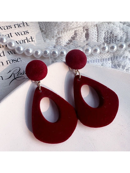 Earwish - Velvet Look Hollow Drop Earrings