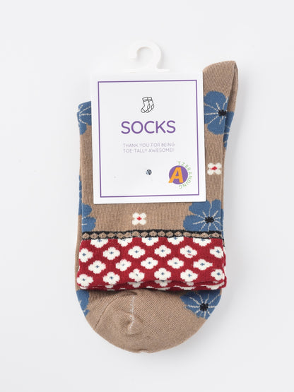 Rufia - Colorful Floral Pattern Mid-Calf Socks
