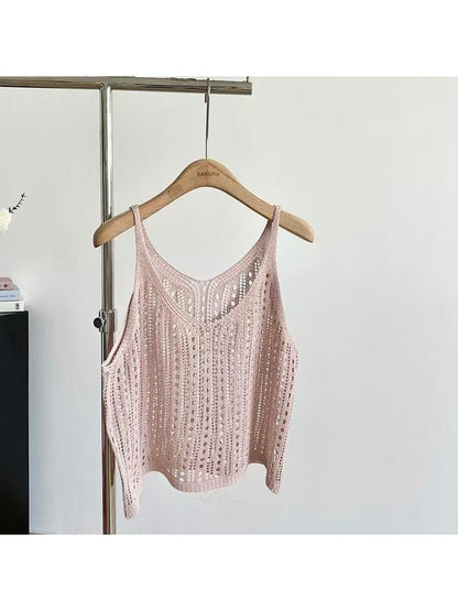 Crosa - Cute Loose Fit Solid Color Knit Vest