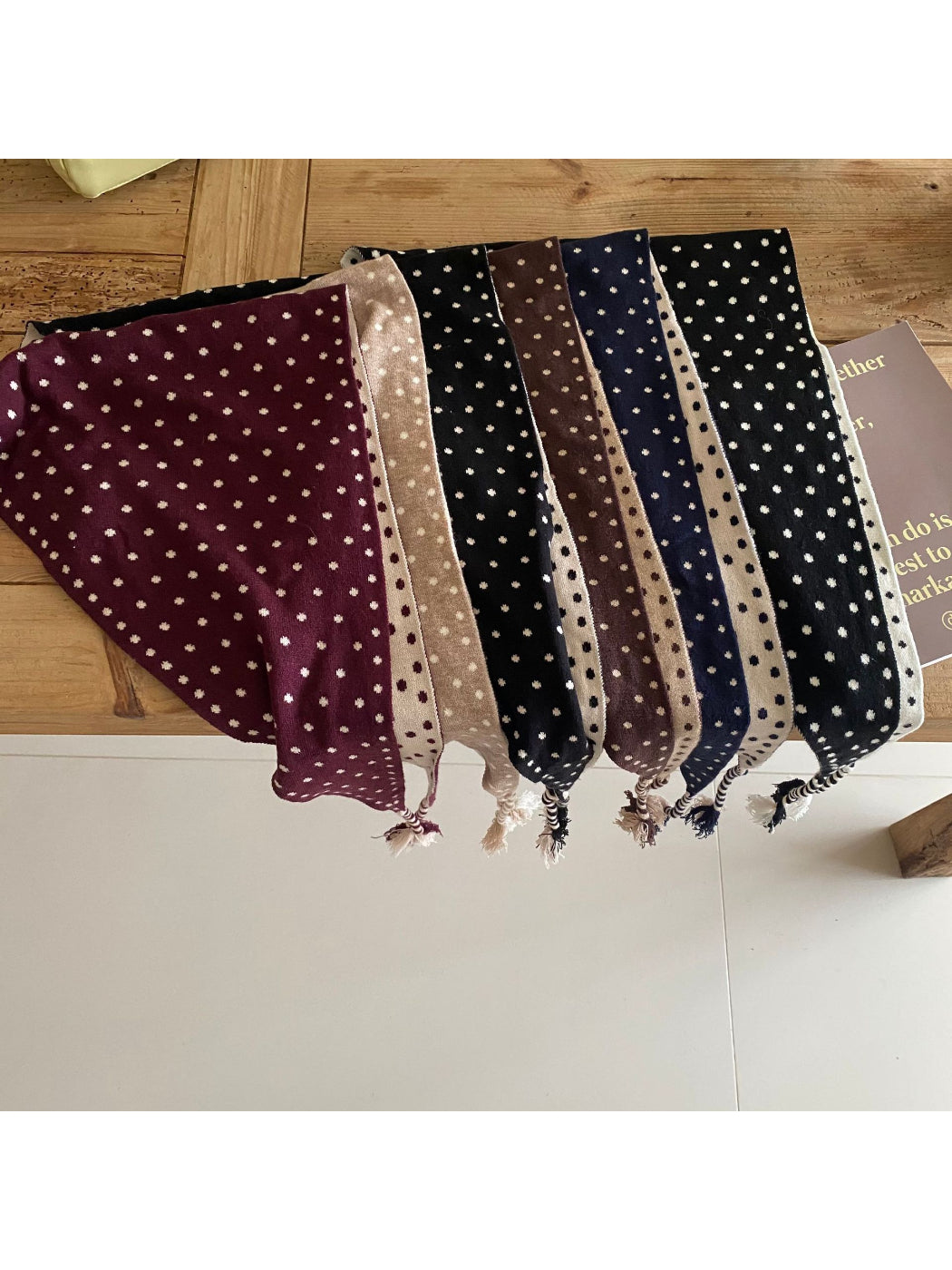 Scarvii - Polka Dot Tassel Triangle Scarf