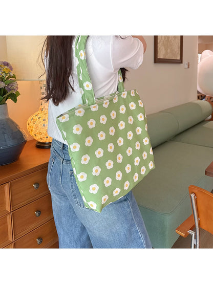 Cosbai - Fresh Style Daisy Print Tote Bag