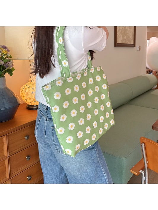 Cosbai - Fresh Style Daisy Print Tote Bag