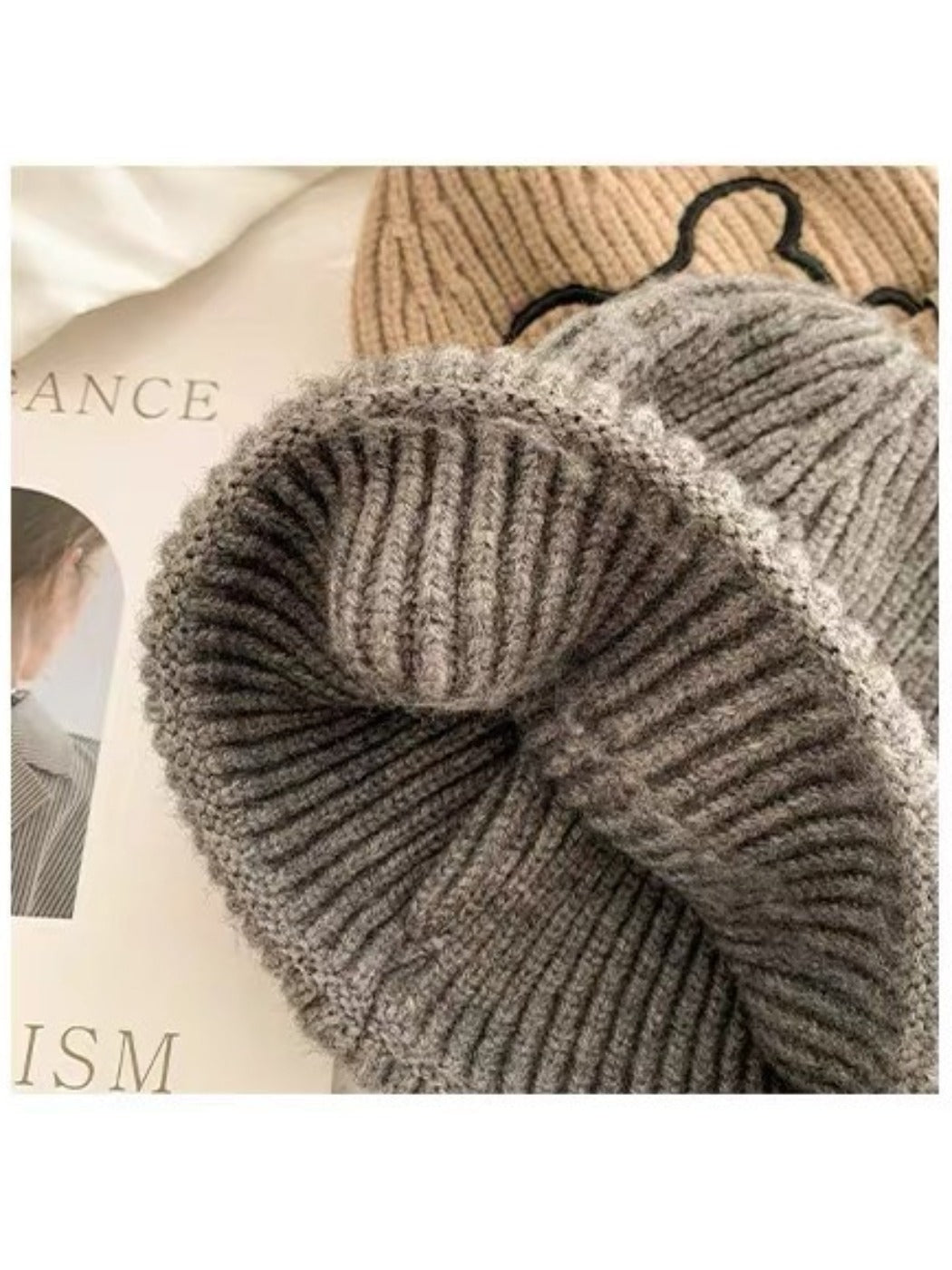 Haila - Winter Bear Embroidery Knitted Beanie
