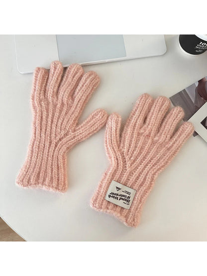 Gloving - Fuzzy Texture Ribbed Cuff Gloves