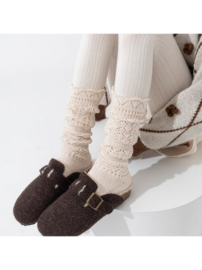 Rufia - Vintage-inspired Knit Socks with Embossed Openwork