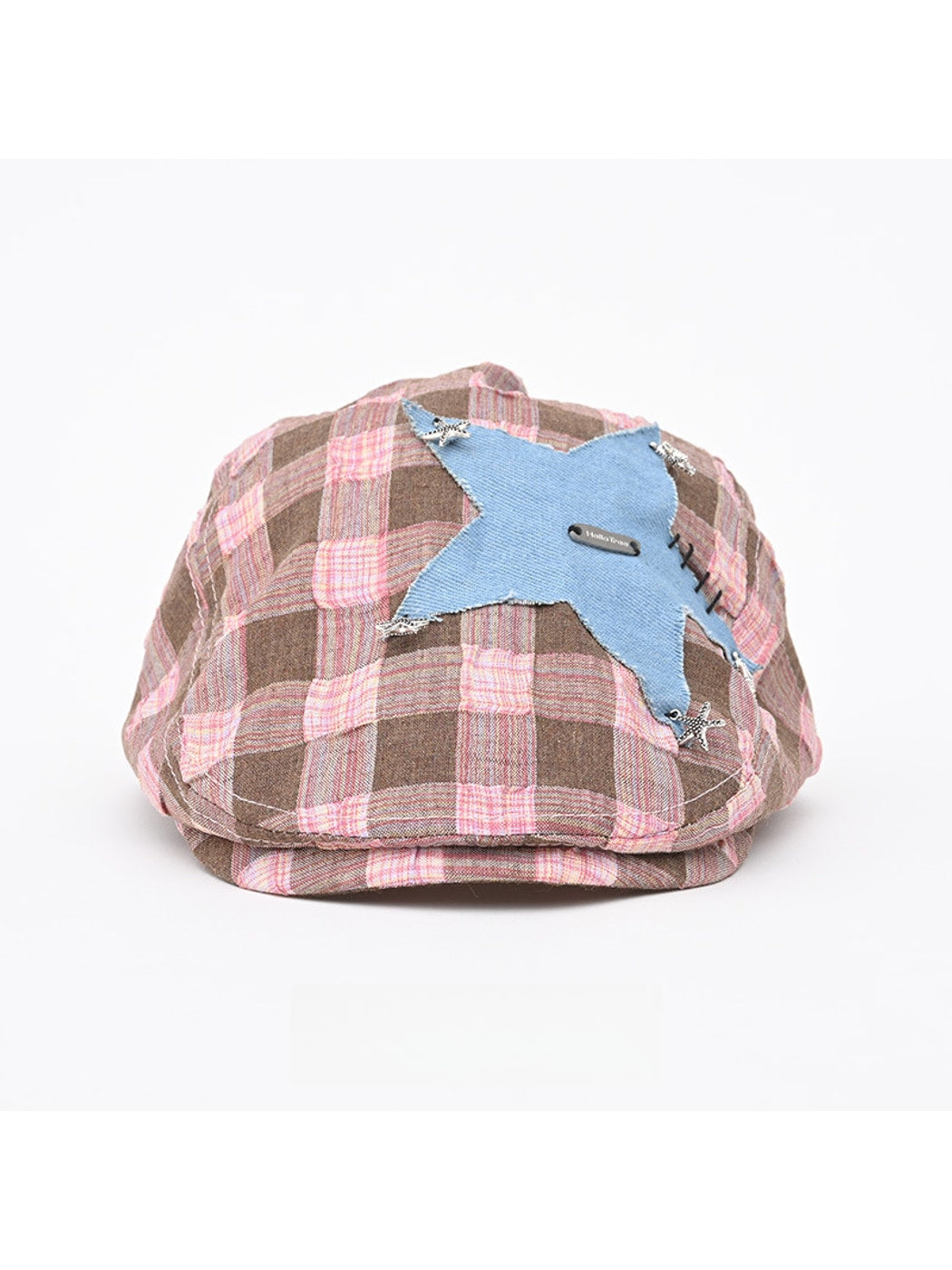 Haila - Vintage Plaid Patchwork Short Brim Beret