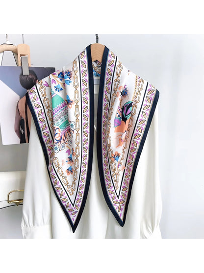Scarvii Floral Chain Print Triangle Scarf