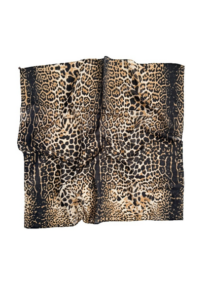 Scarvii - Leopard Print Tassel Square Scarf
