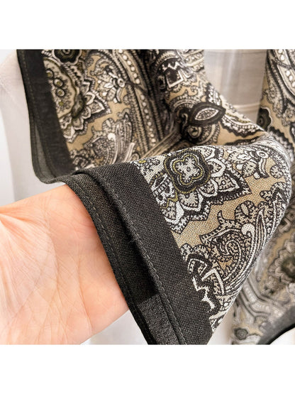 Scarvii - Retro Mix Floral Print Fashion Square Scarf