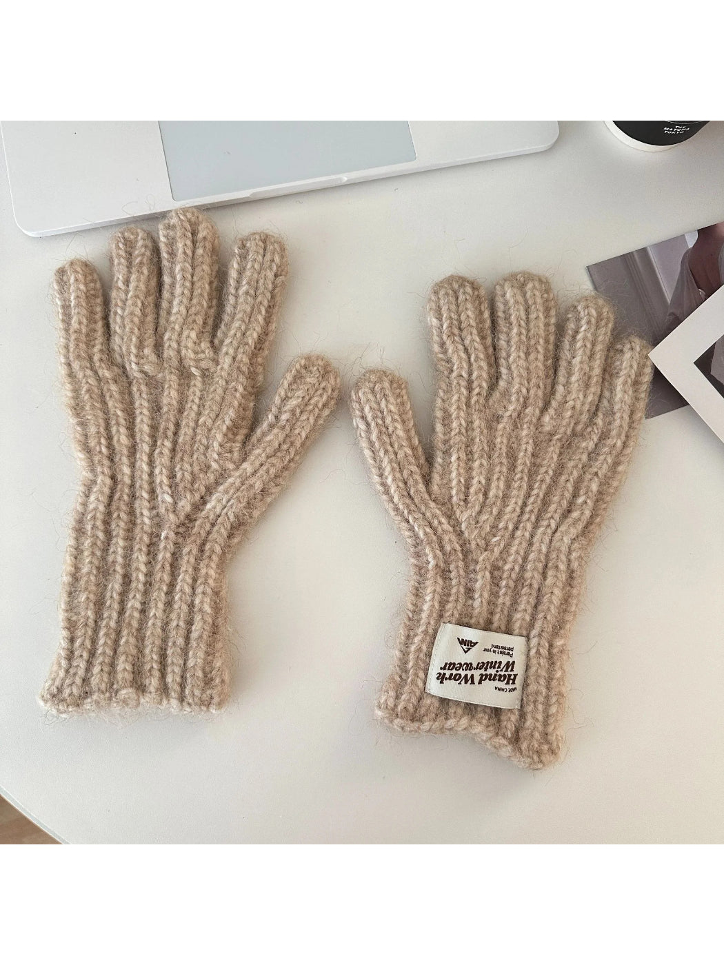 Gloving - Fuzzy Texture Ribbed Cuff Gloves