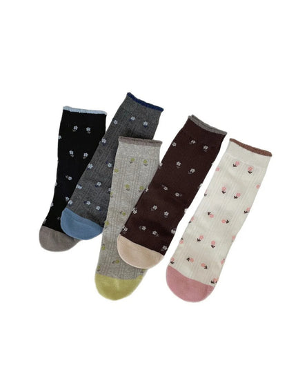 Rufia - Contrasting Toe Color Crew Socks