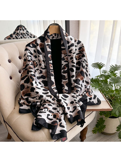 Scarvii - Leopard Border Print Scarf