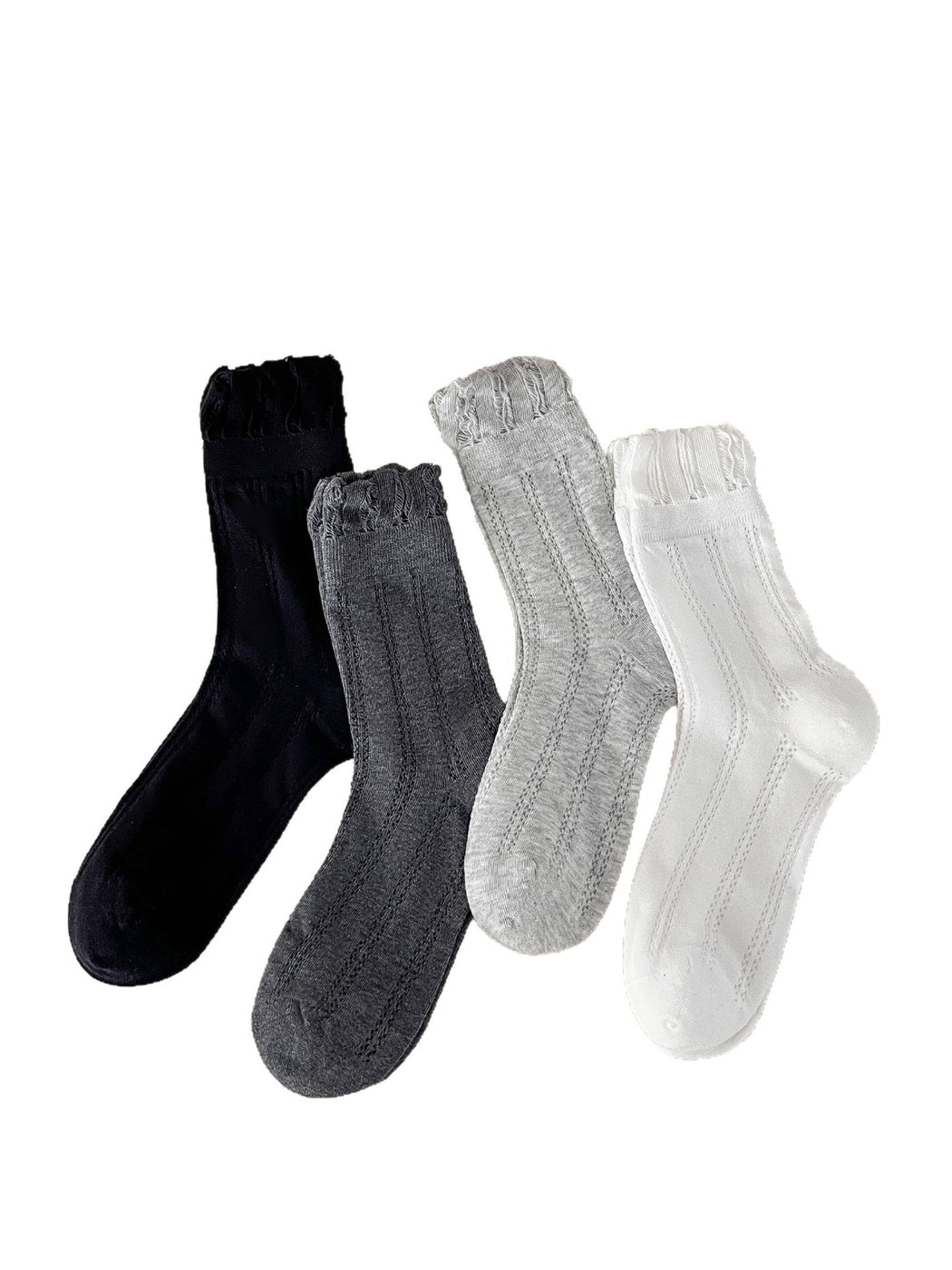 Rufia - Ruffled Cuff Casual Crew Socks